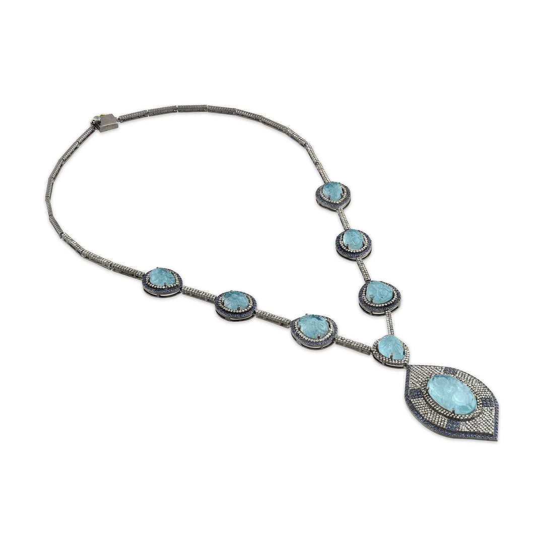 Ocean Crest Silver-Gold Victorian Statement Necklace