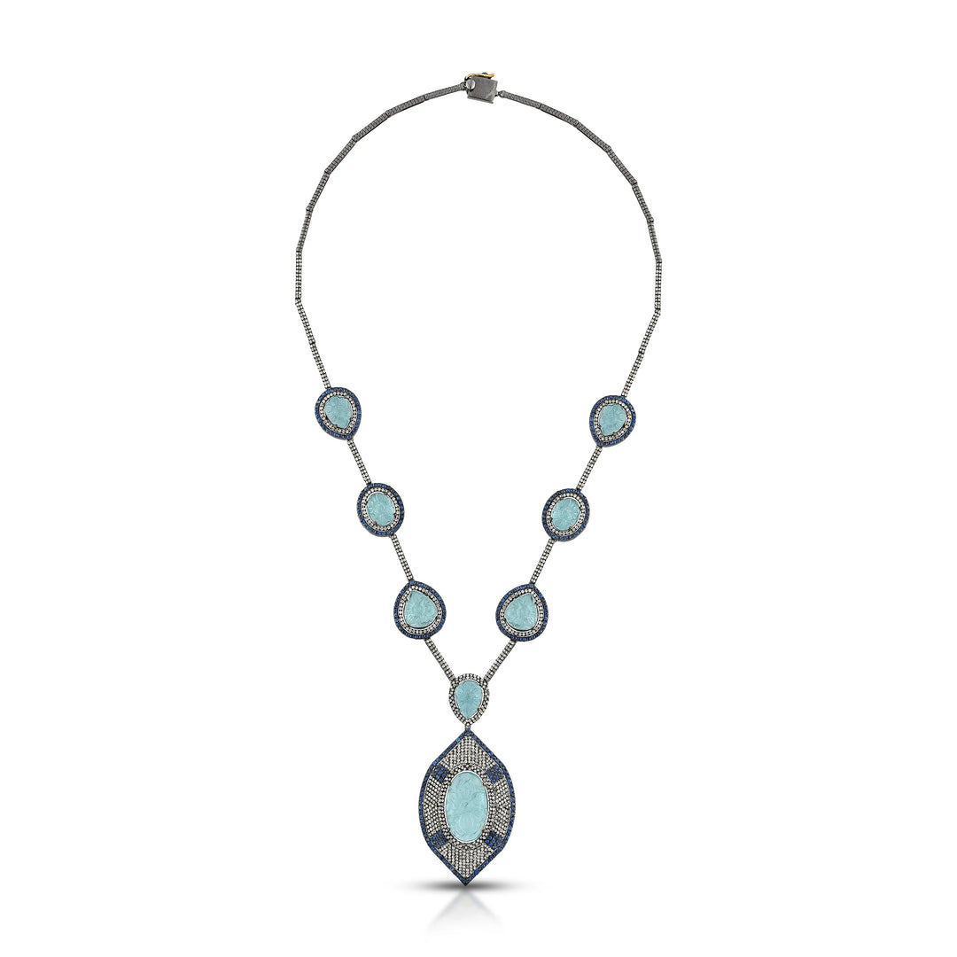 Ocean Crest Silver-Gold Victorian Statement Necklace