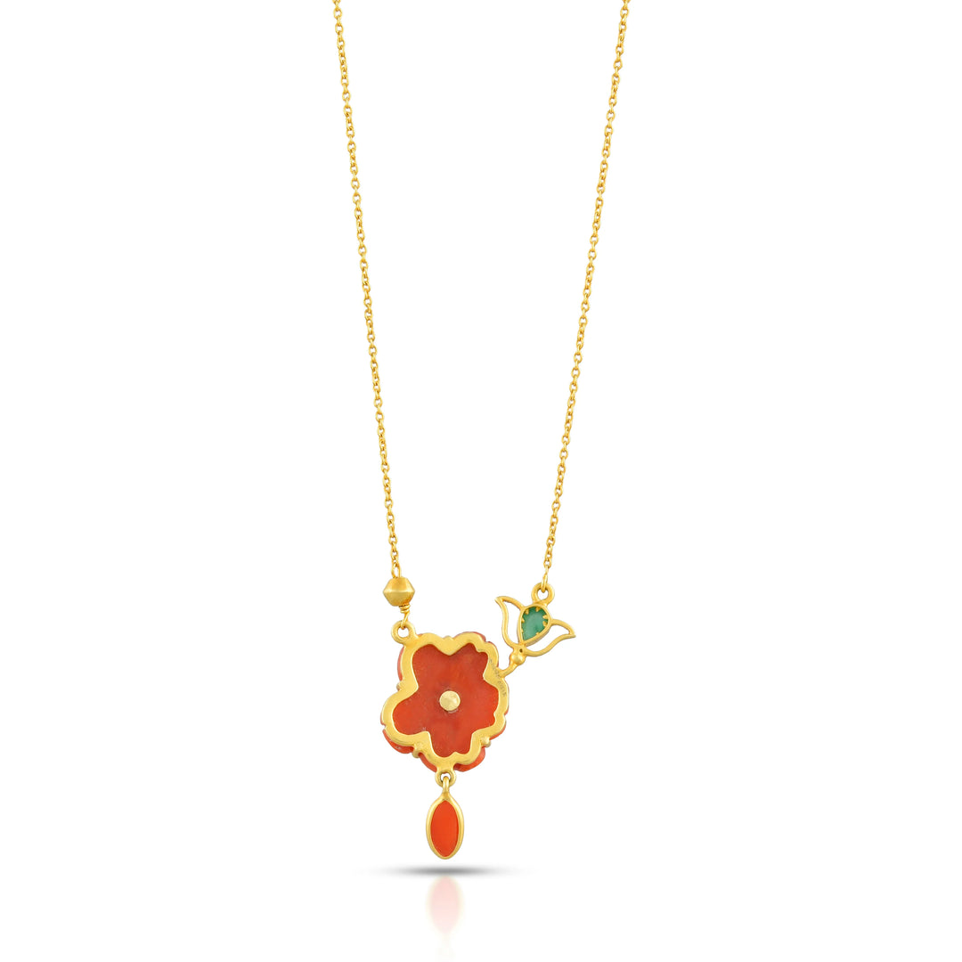 Coral Bloom Artistic Necklace in 18 Kt