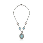 Load image into Gallery viewer, Rose Aqua Silver-Gold Victorian Necklace
