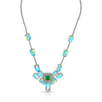 Load image into Gallery viewer, Emerald Opal Bloom Victorian Silver-Gold Statement Necklace
