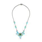 Load image into Gallery viewer, Emerald Opal Bloom Victorian Silver-Gold Statement Necklace

