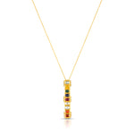 Load image into Gallery viewer, Navratna Bar Pendant Necklace in 18 Kt
