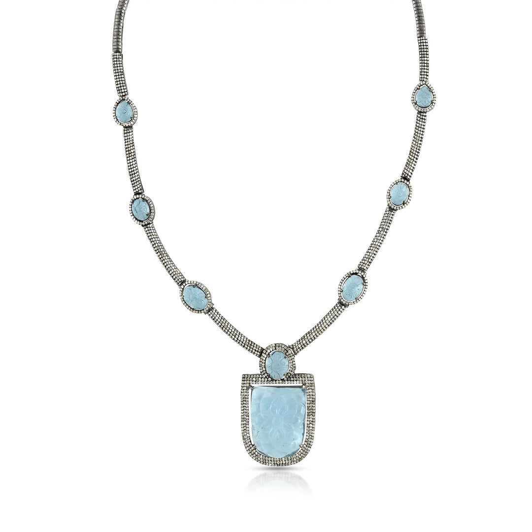Ocean Frame Silver-Gold Victorian Necklace