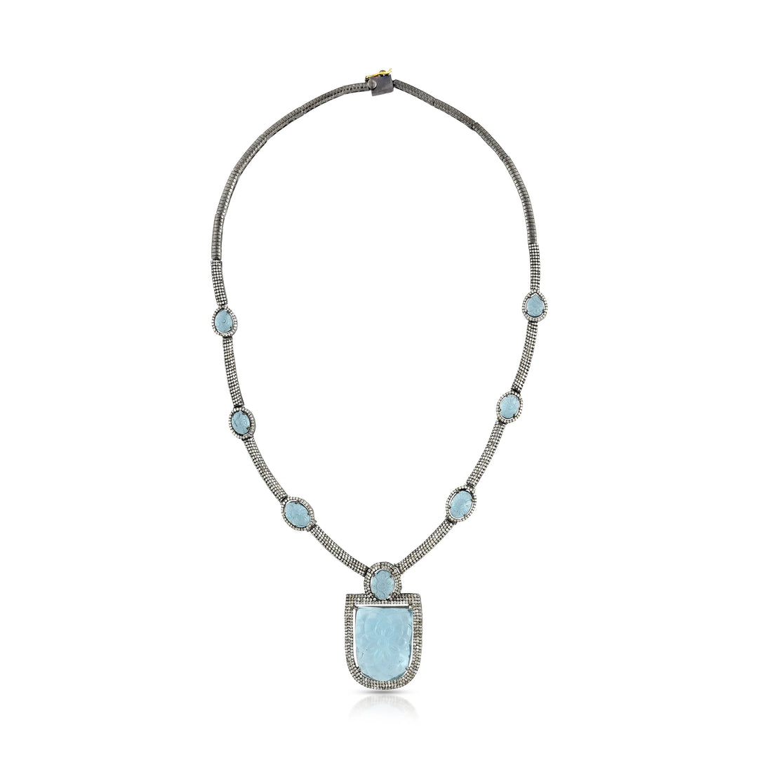 Ocean Frame Silver-Gold Victorian Necklace