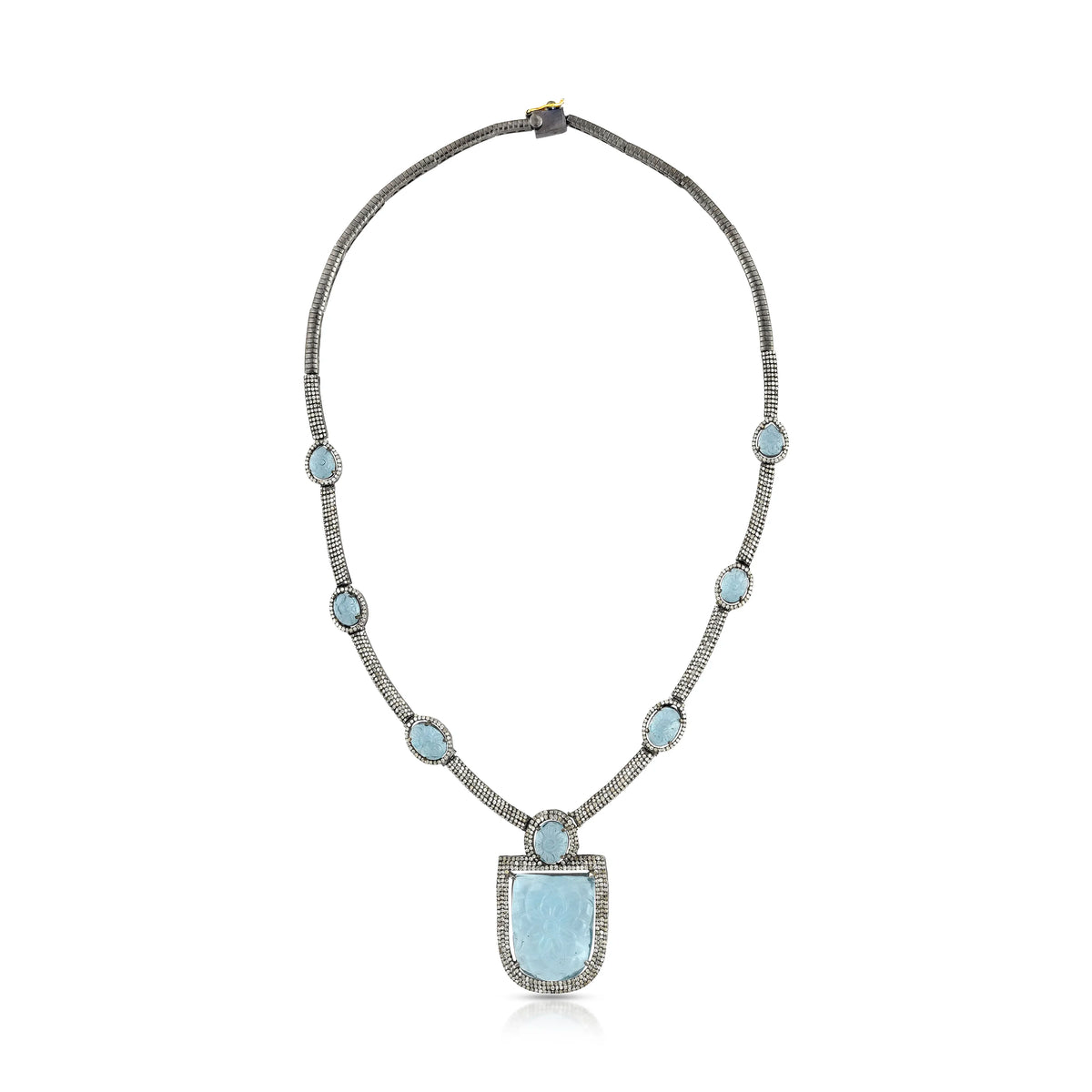 Ocean frame silver gold victorian necklace
