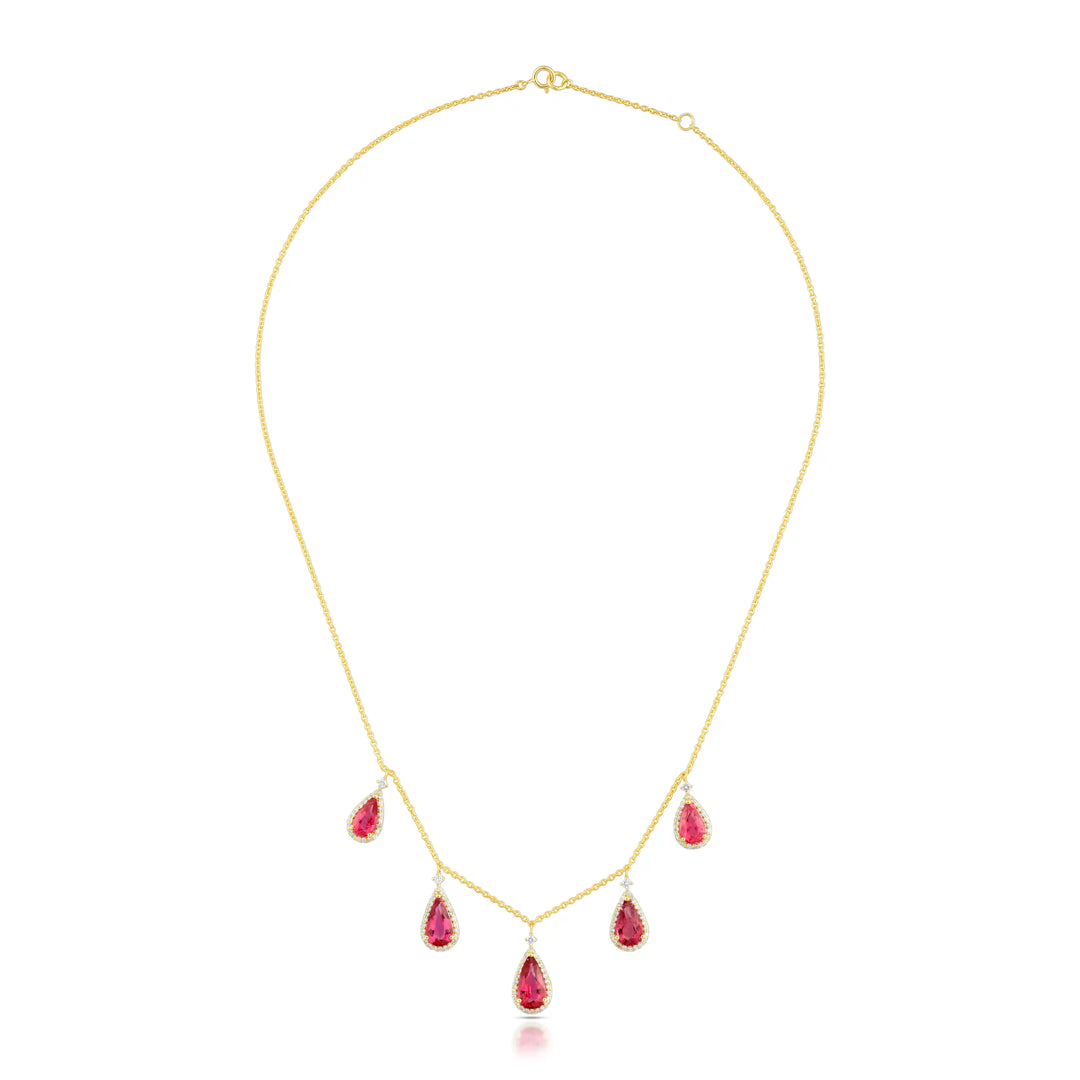 Ruby Reign Statement Necklace in 18 Kt