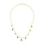 Load image into Gallery viewer, Navratna Gem Drop Necklace in 18 Kt

