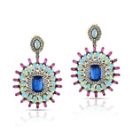 Load image into Gallery viewer, Opal &amp; Kyanite Victorian Silver-Gold Drop Earrings
