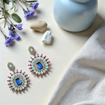 Load image into Gallery viewer, Opal &amp; Kyanite Victorian Silver-Gold Drop Earrings
