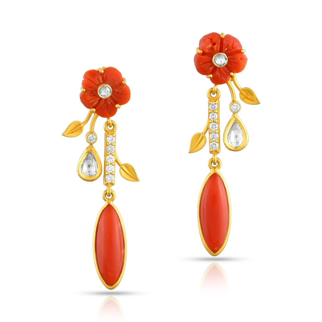 Coral Garden Diamond Gold Necklace Set in 18 Kt