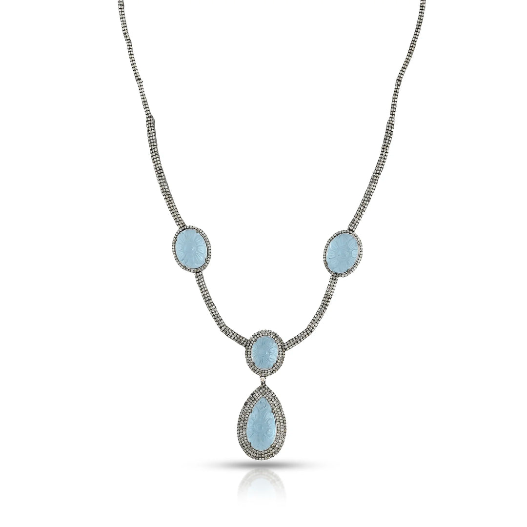 Ocean Drop Silver-Gold Victorian Necklace