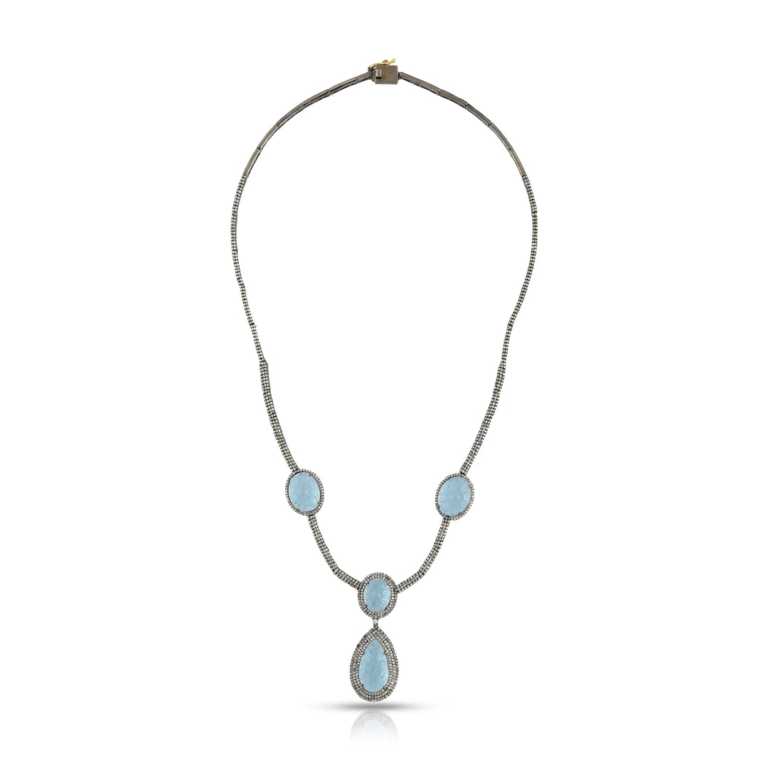 Ocean Drop Silver-Gold Victorian Necklace