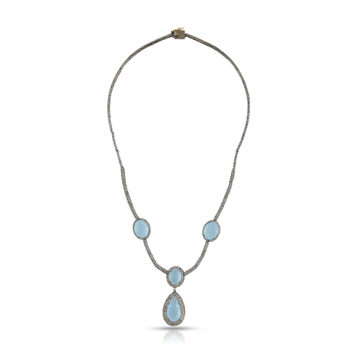 Ocean drop silver gold victorian necklace