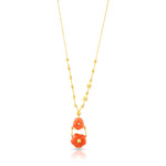 Load image into Gallery viewer, Floral Coral Drop Necklace in 18 Kt
