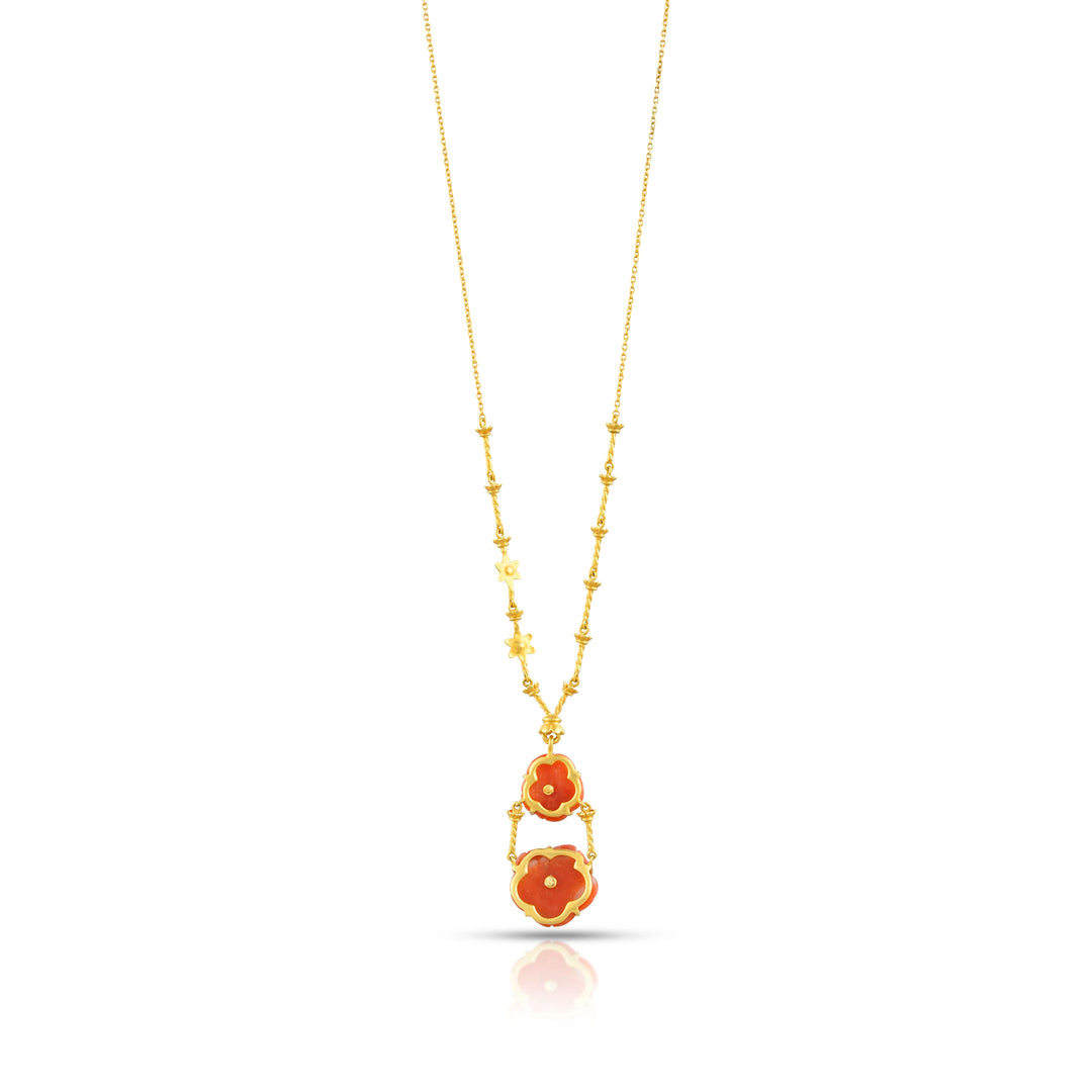 Floral Coral Drop Necklace in 18 Kt