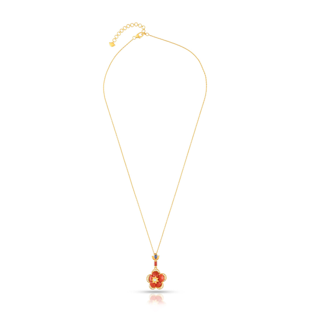 Coral Flora Pendant Necklace in 18 Kt