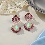 Load image into Gallery viewer, Opal &amp; Tourmaline Victorian Silver-Gold Statement Earrings
