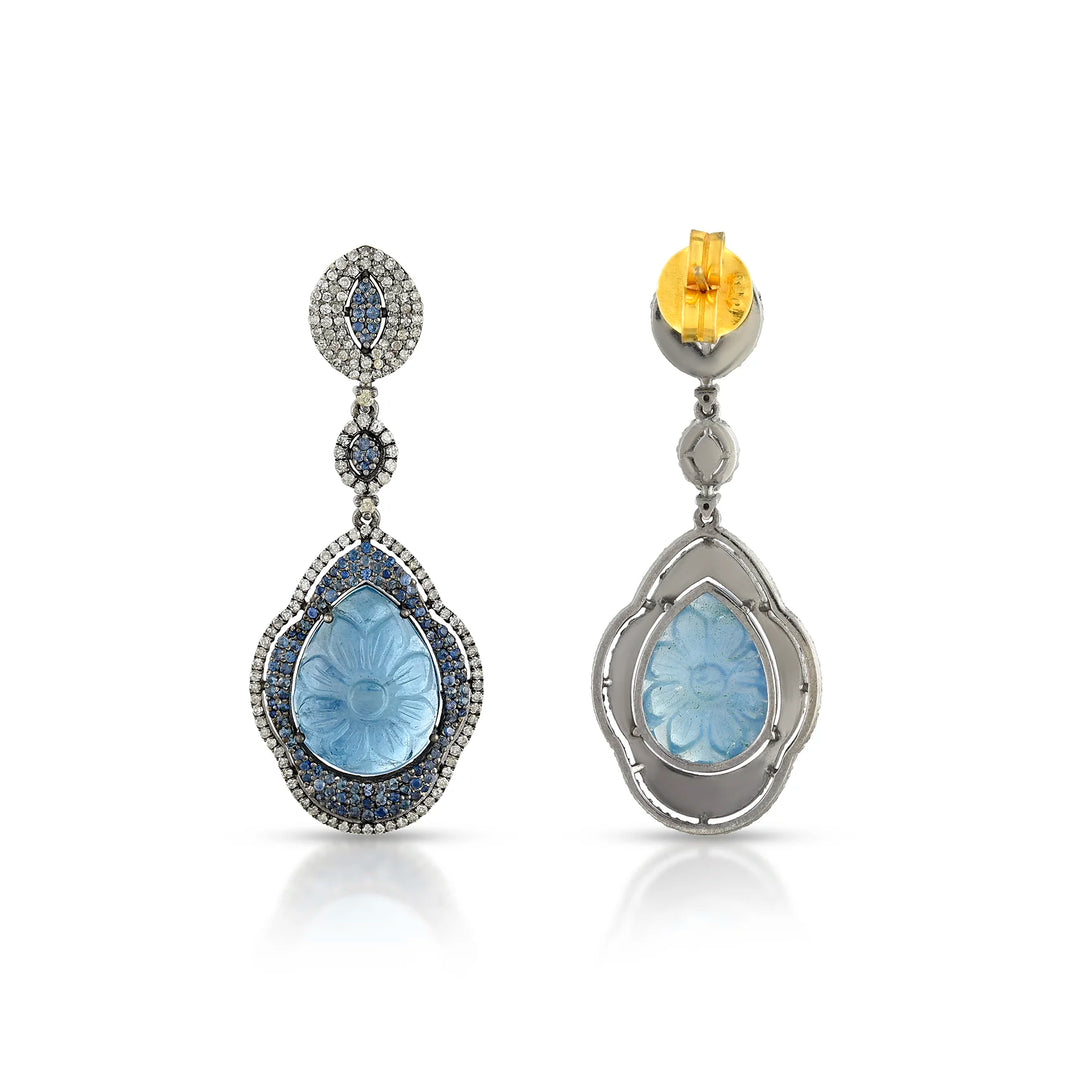 Celeste Aqua Victorian Silver-Gold Drops
