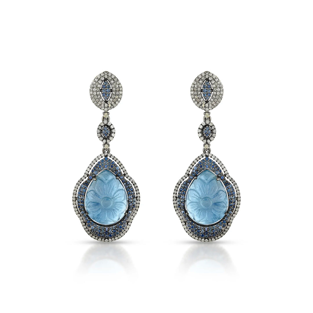 Celeste Aqua Victorian Silver-Gold Drops