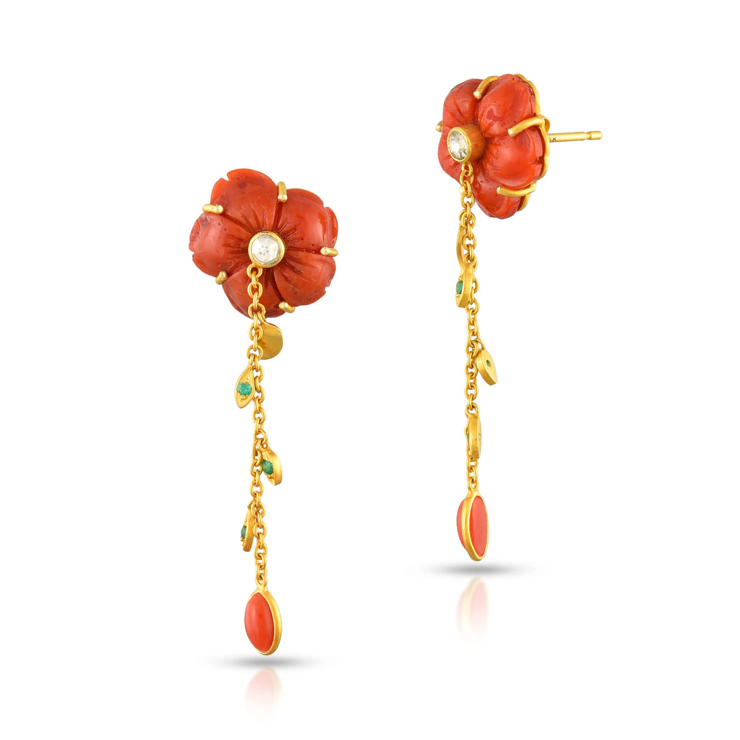Floral Elegance Earrings  in 18 Kt
