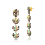 Load image into Gallery viewer, Opal &amp; Multicolour Tourmaline Victorian Silver-Gold Chandelier Earrings

