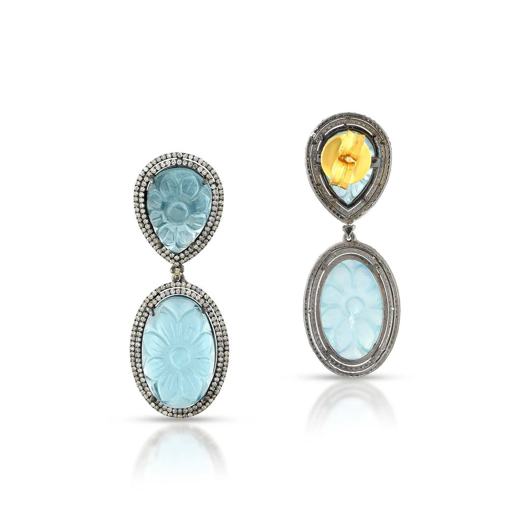 Ocean Petal Silver-Gold Victorian Drops