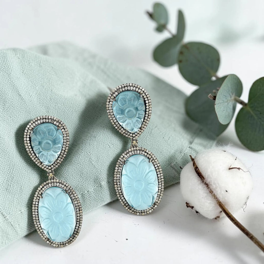 Ocean Petal Silver-Gold Victorian Drops