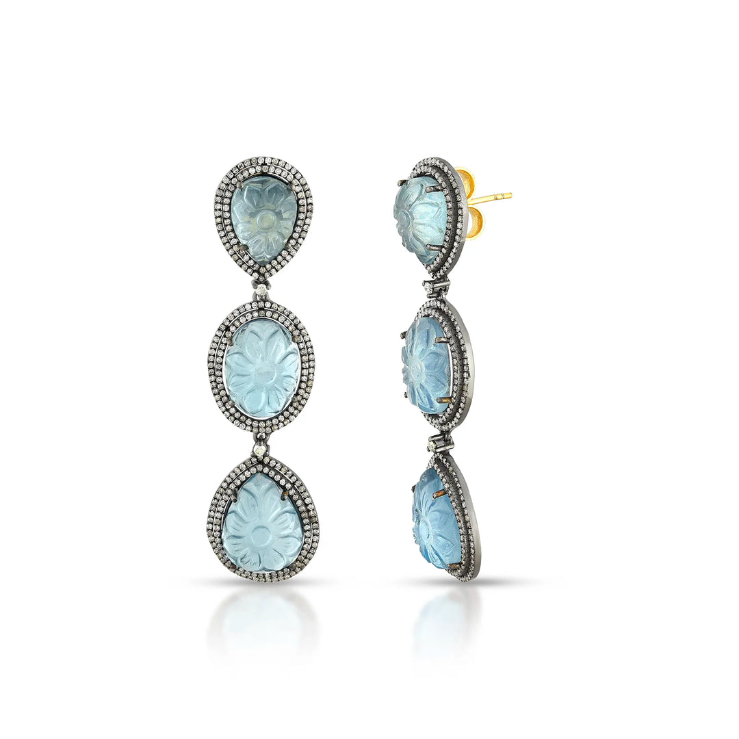 Aqua Flow Silver-Gold Victorian Earrings