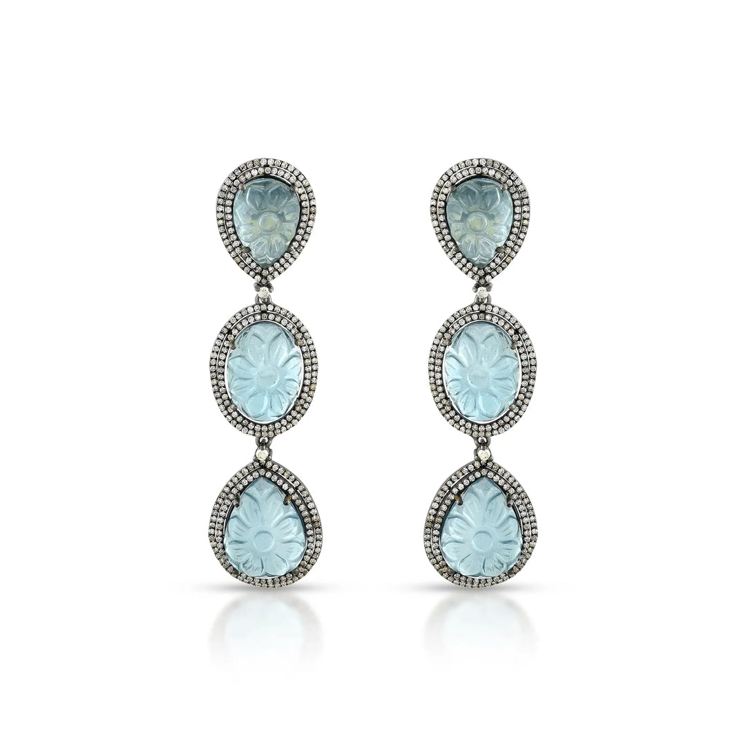Aqua Flow Silver-Gold Victorian Earrings