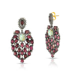 Load image into Gallery viewer, Opal &amp; Pink Tourmaline Victorian Silver-Gold Chandelier Earrings
