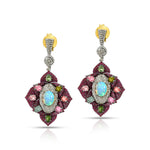 Load image into Gallery viewer, Opal, Ruby &amp; Tourmaline Victorian Silver-Gold Statement Earrings
