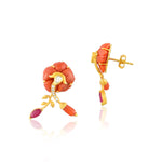 Load image into Gallery viewer, Coral &amp; Diamond Elegance Earrings in 18 Kt
