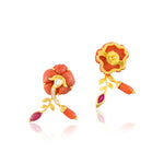 Load image into Gallery viewer, Coral &amp; Diamond Elegance Earrings in 18 Kt
