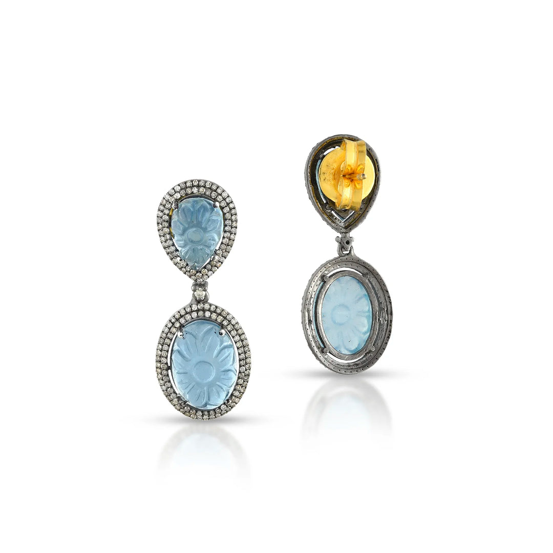 Aqua Heritage Silver-Gold Victorian Earrings