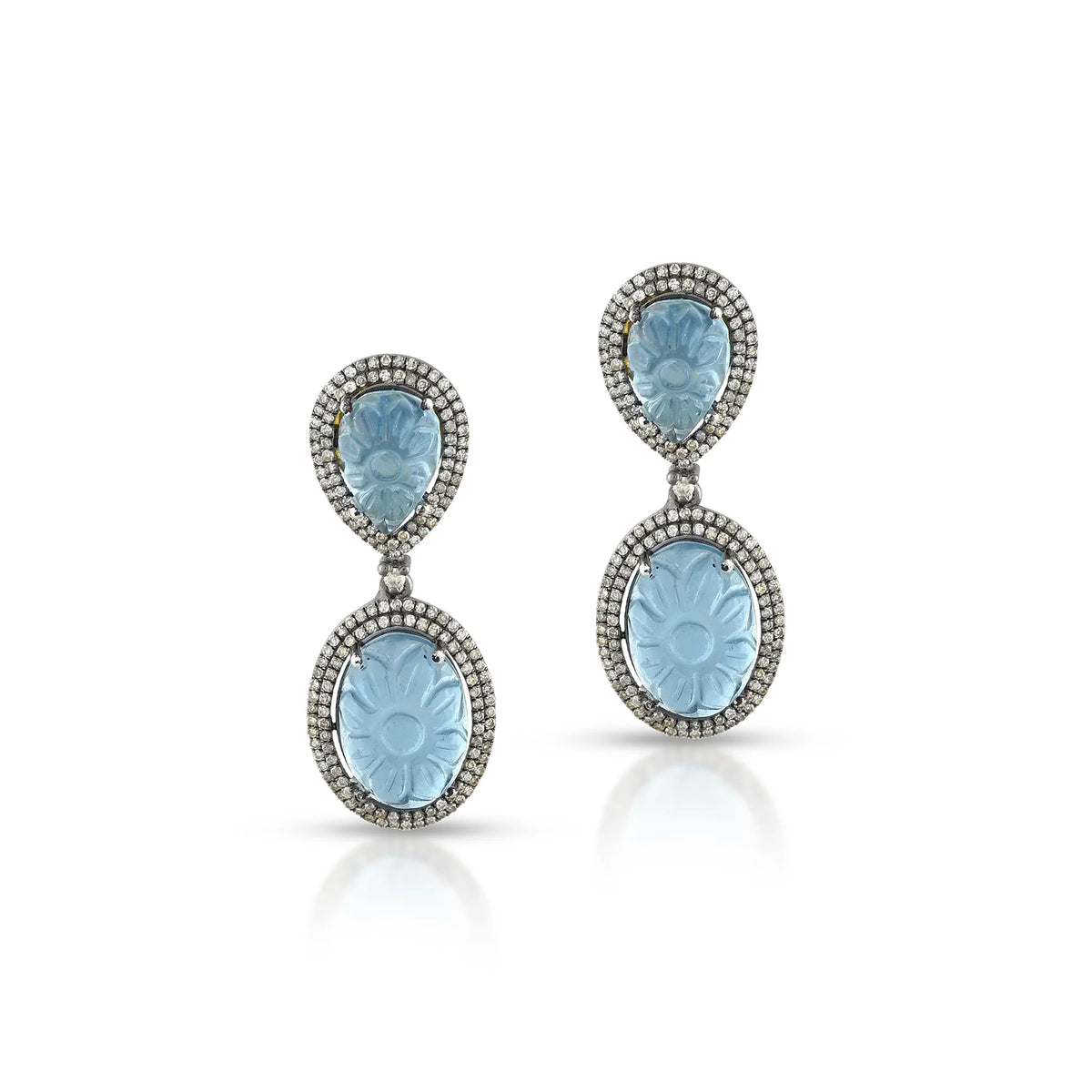 Aqua heritage silver gold victorian earrings