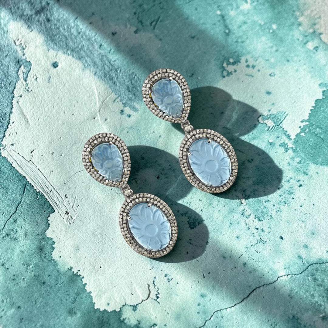 Aqua Heritage Silver-Gold Victorian Earrings