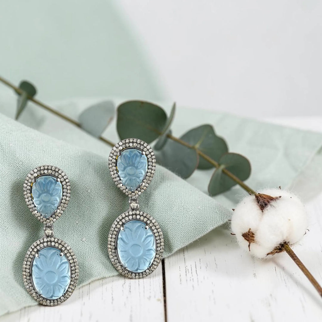 Aqua Heritage Silver-Gold Victorian Earrings