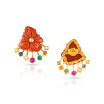 Load image into Gallery viewer, Coral and Navratna Earrings in 18 Kt
