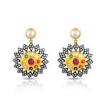 Load image into Gallery viewer, Navratna Pearl &amp; Diamond Victorian Earrings
