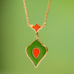 Load image into Gallery viewer, Dual-Side Enamel Drop Necklace in 18 Kt
