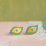 Load image into Gallery viewer, Turquoise Enamel Gold Stud in 18 Kt
