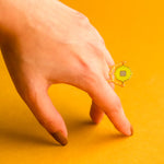 Load image into Gallery viewer, Enamel Medallion Gold Ring in 18 Kt
