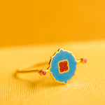Load image into Gallery viewer, Enamel Medallion Gold Ring in 18 Kt
