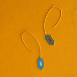 Load image into Gallery viewer, Enamel Drop Hook Gold Earrings in 18 Kt
