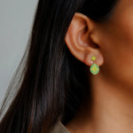 Load image into Gallery viewer, Springlight Enamel Gold Earrings in 18 Kt
