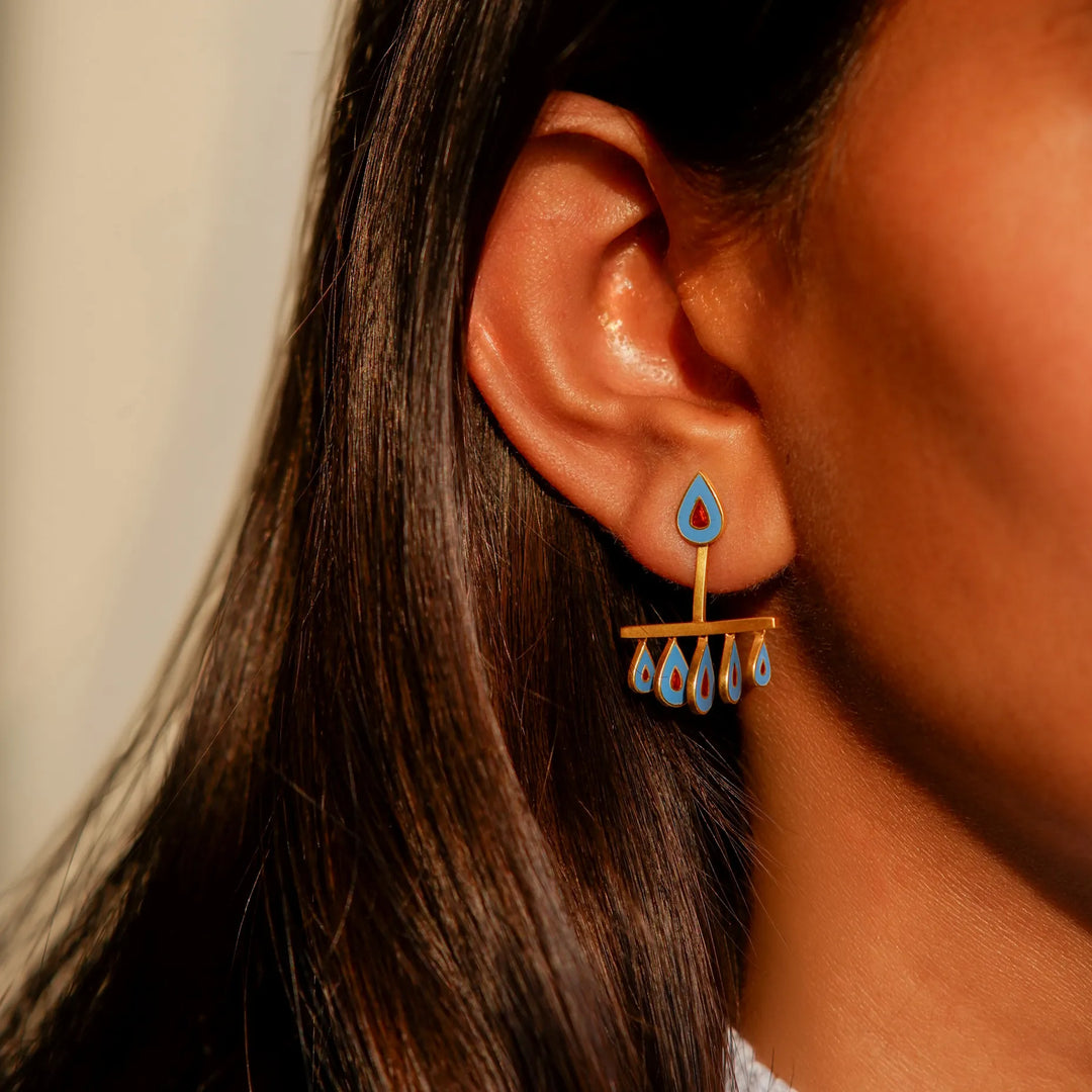 Enamel Statement Earring in 18 Kt